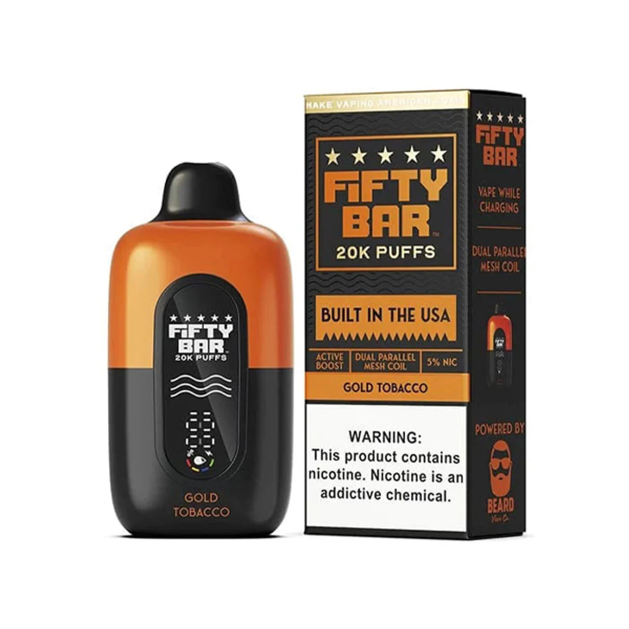 Fifty Bar Disposable Vape 20k Gold Tobacco | Black Series | Fifty Bar - $12.99 Bonker Berries Fifty Bar Disposable Vape 20k Gold Tobacco | Black Series | Fifty Bar - $12.99 Bonker Berries