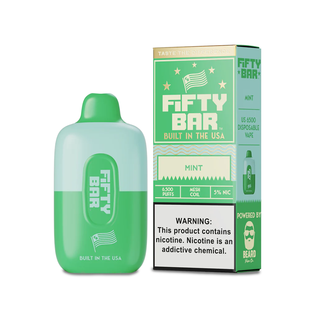 Fifty Bar 6500 Puff Disposable Vape – Mint flavor front view