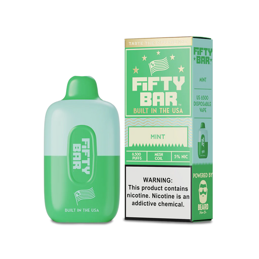 Fifty Bar 6500 Puff Disposable Vape – Mint flavor front view