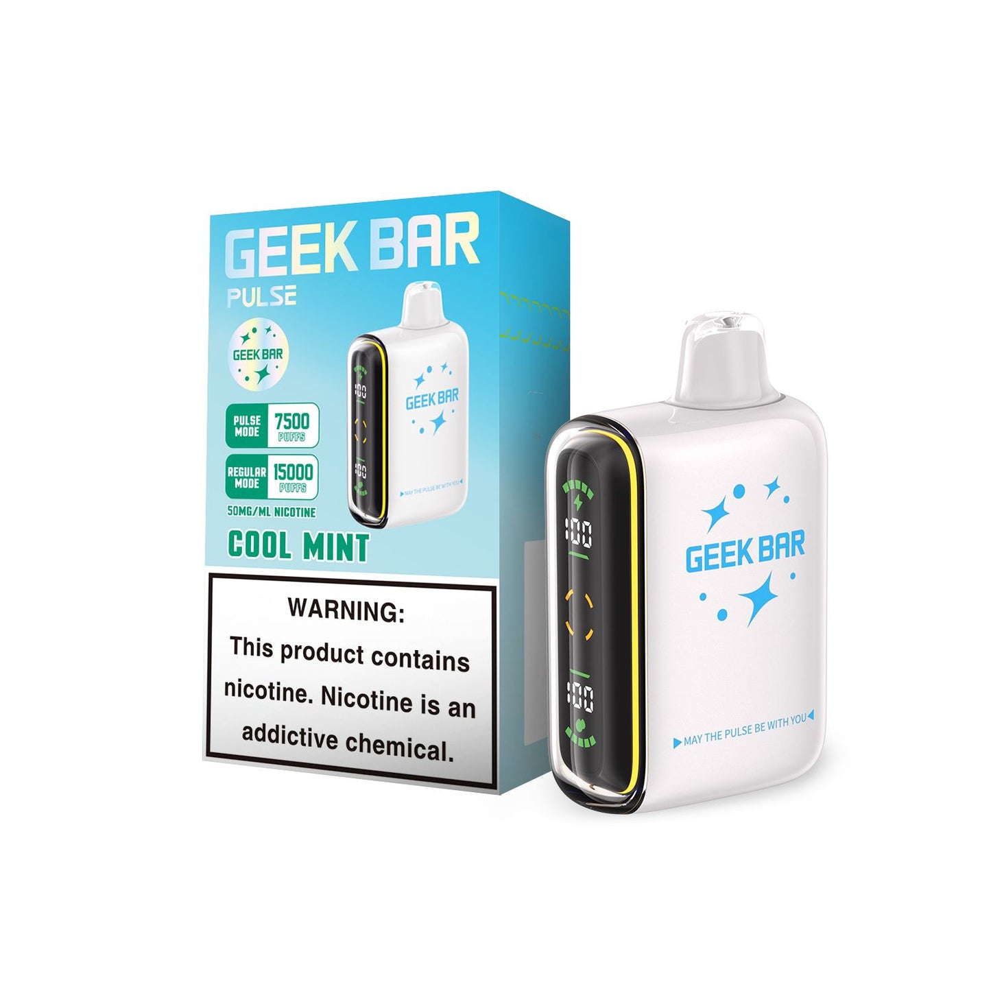 Geek Bar Pulse 15000 Puff Disposable Vape – Cool Mint flavor front view