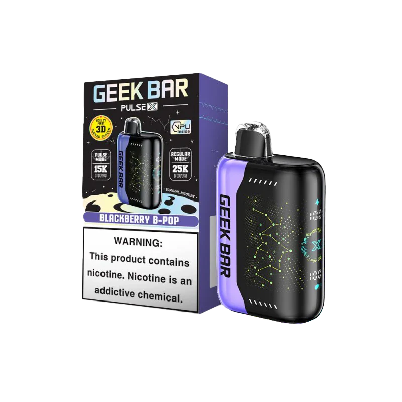 Geek Bar Pulse X 25000 Puff Disposable Vape – Blackberry Blueberry flavor front view