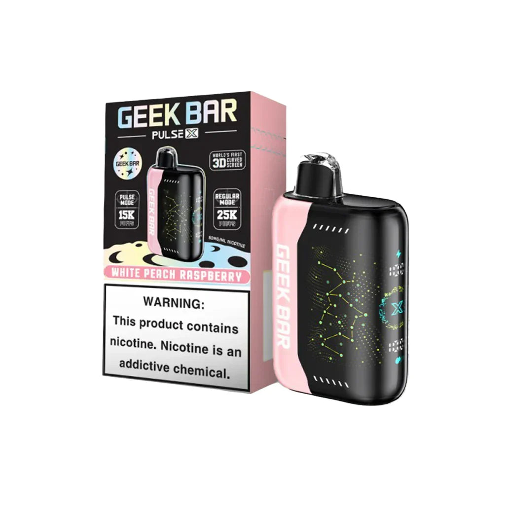 Geek Bar Pulse X 25000 Puff Disposable Vape – White Peach Raspberry flavor front view