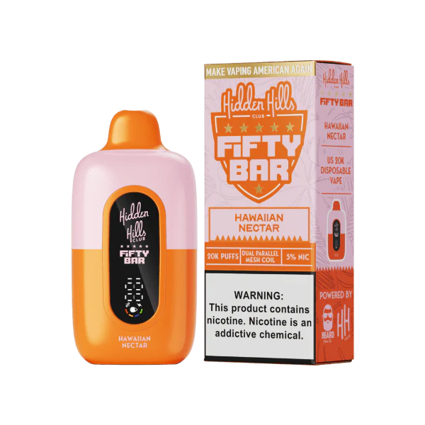 Hidden Hills x Fifty Bar 20000 Puff Disposable Vape – Hawaiian Nectar flavor front view