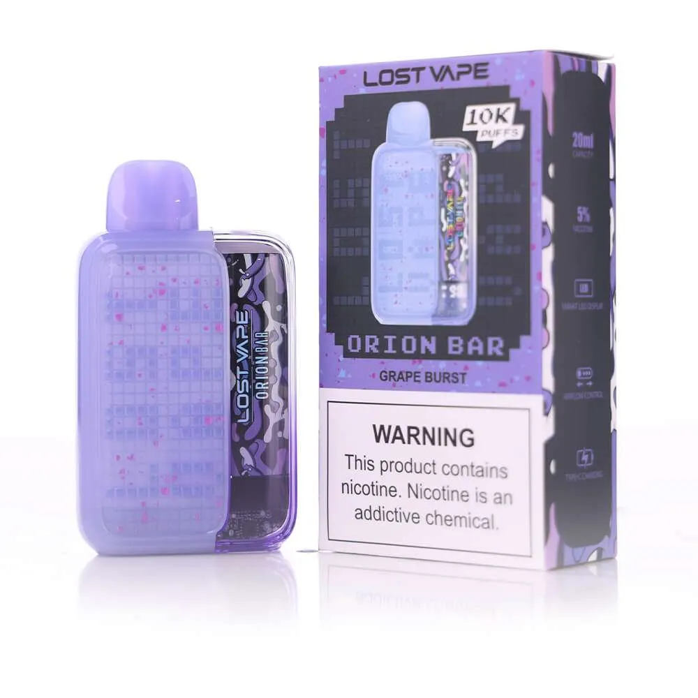 Lost Vape Orion Bar 10000 Disposable Grape Burst front view