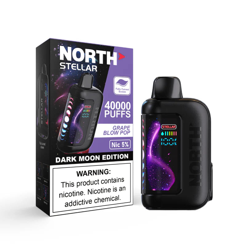 North Stellar 40000 Puff Disposable Vape – Grape Blow Pop flavor front view