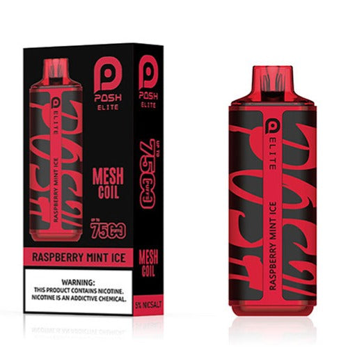 Posh Elite 7500 Puff Disposable Vape – Raspberry Mint Ice flavor front view