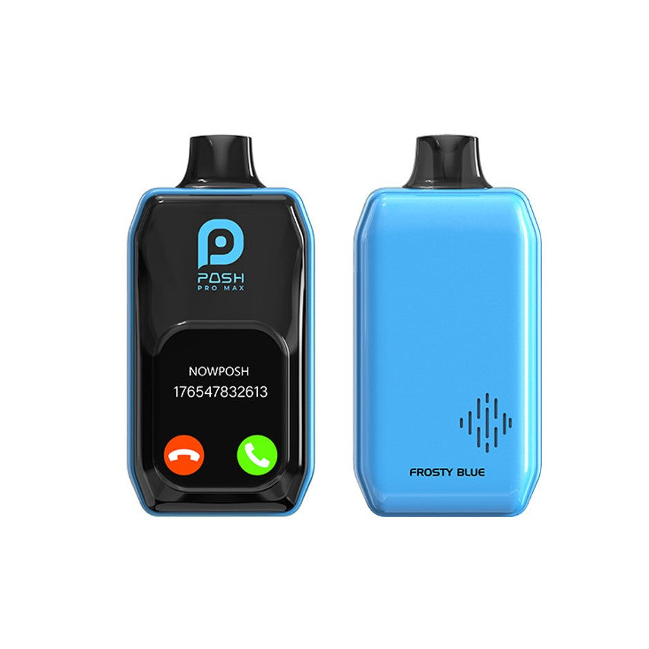 Posh Pro Max 30000 Puff Disposable Vape – Frosty Blue flavor front and back view
