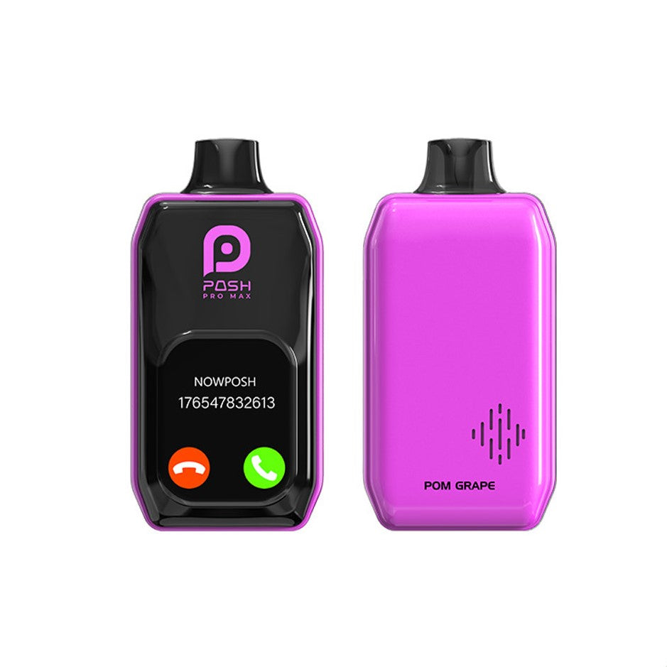 Posh Pro Max 30000 Puff Disposable Vape – Pom Grape flavor front and back view