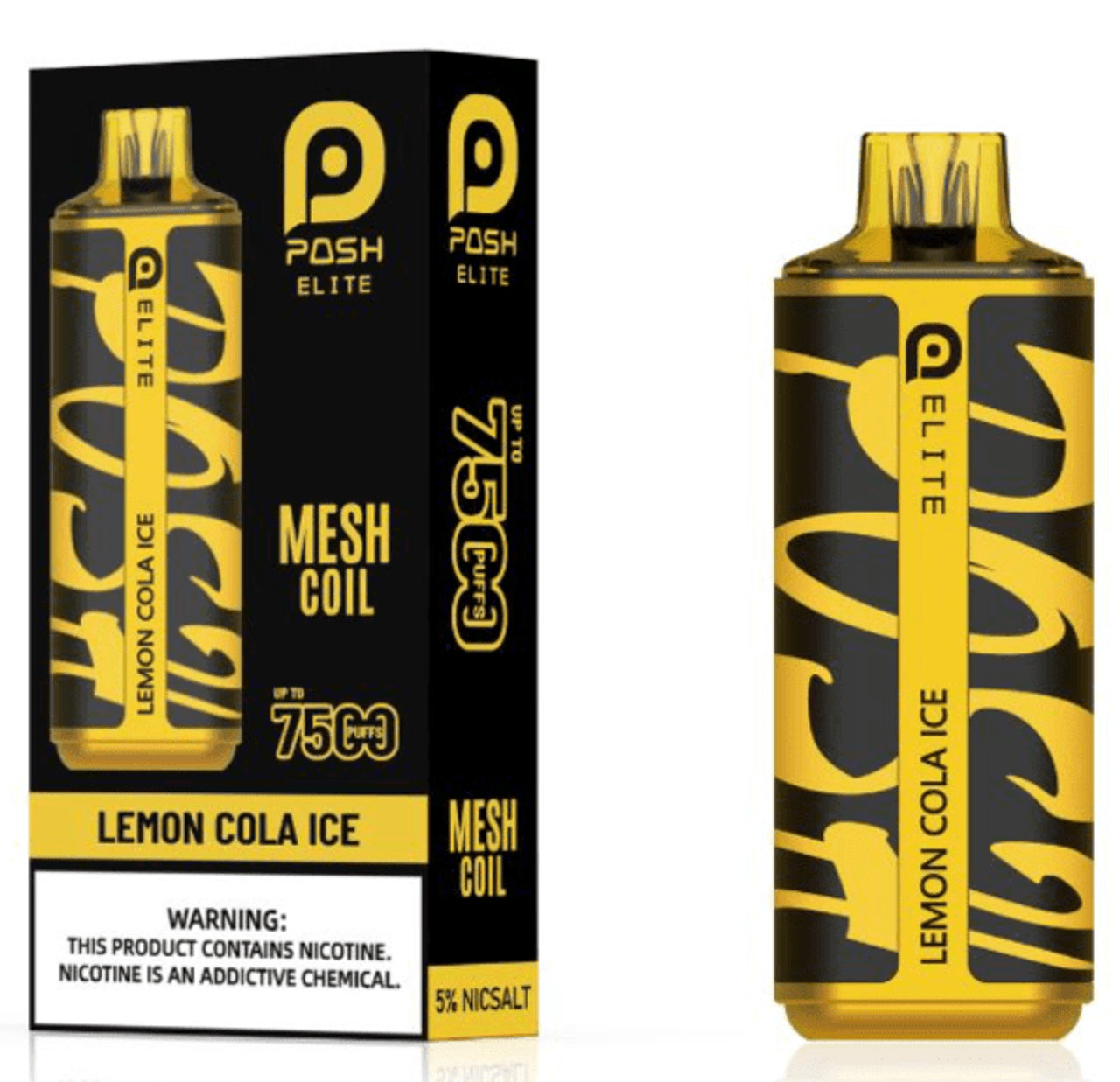 Posh Elite 7500 Puff Disposable Vape – Lemon Cola Ice flavor front view