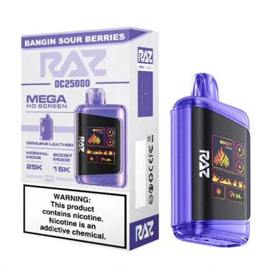 RAZ LTX DC25000 Puff Disposable Vape – Bangin Sour Berries flavor front view
