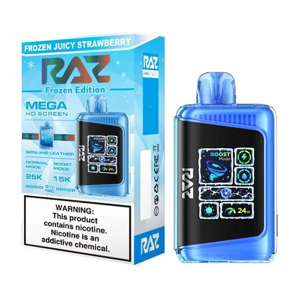 RAZ LTX DC25000 Puff Disposable Vape – Frozen Juicy Strawberry flavor front view