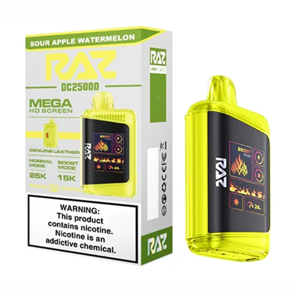 RAZ LTX DC25000 Puff Disposable Vape – Sour Apple Watermelon flavor front view