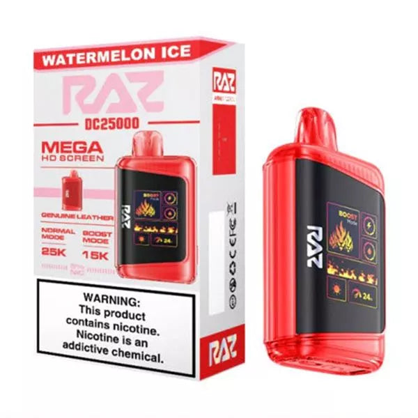 RAZ LTX DC25000 Puff Disposable Vape – Watermelon Ice flavor front view