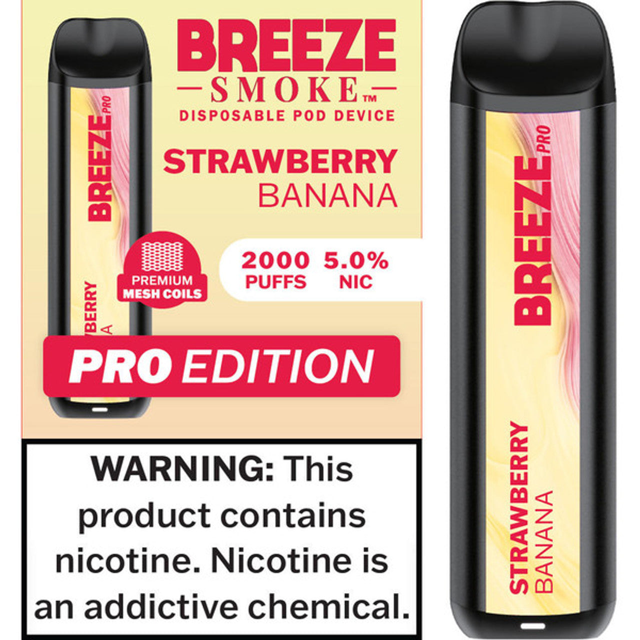 Breeze Pro 600 Disposable [Strawberry Banana]- Vapes On The Low